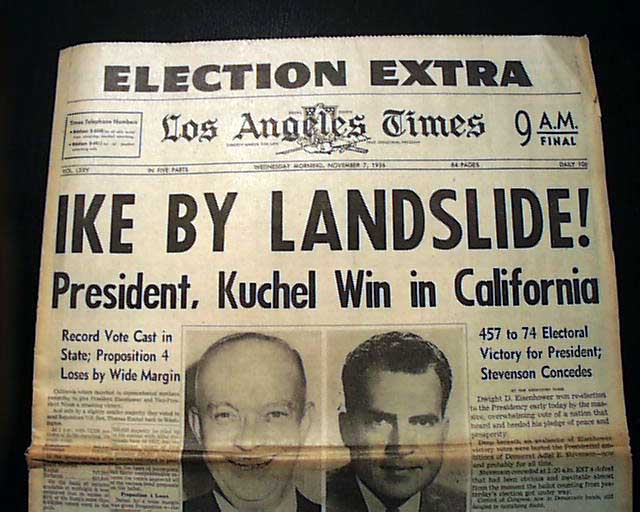 Image result for election headline 1956