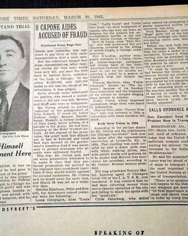   Al Capone Hitman SUICIDE Death Chicago Gangland Old Newspaper *  
