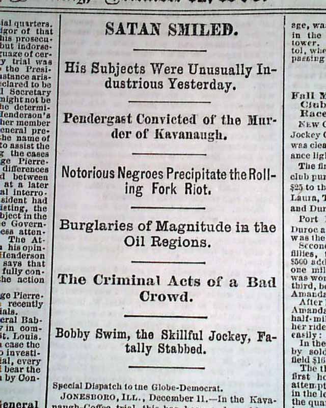 ROLLING FORK MS Mississippi Sharkey County Riot NEGROES Massacre 1875 Newspape eBay