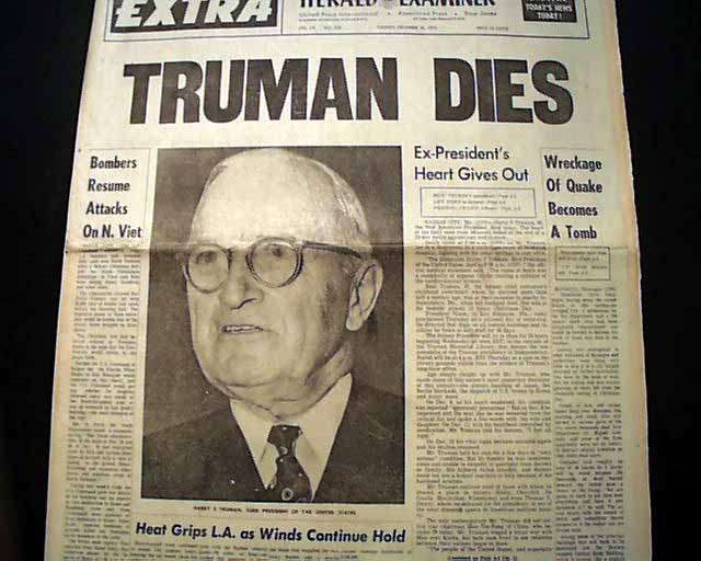 President Harry S. Truman Death... - RareNewspapers.com