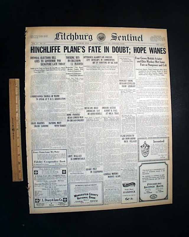 1928 Newspaper TRANSATLANTIC AIRPLANE FLIGHT Elsie Mackay Walter
