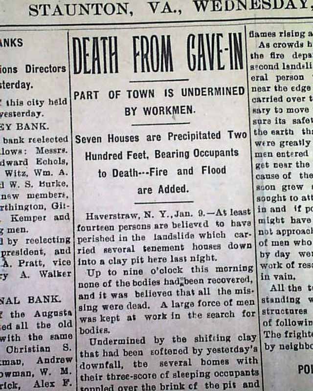 Village of HAVERSTRAW NY New York LANDSLIDE Residential Disaster 1906 Newspaper eBay