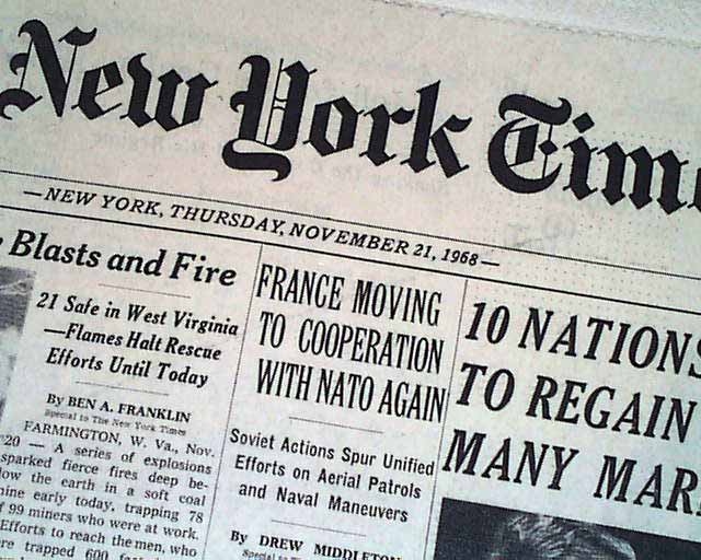 FARMINGTON & Mannington WV West Virginia Coal Mine DISASTER 1968 NYC