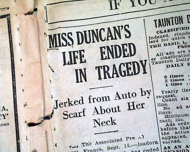 accident isadora duncan