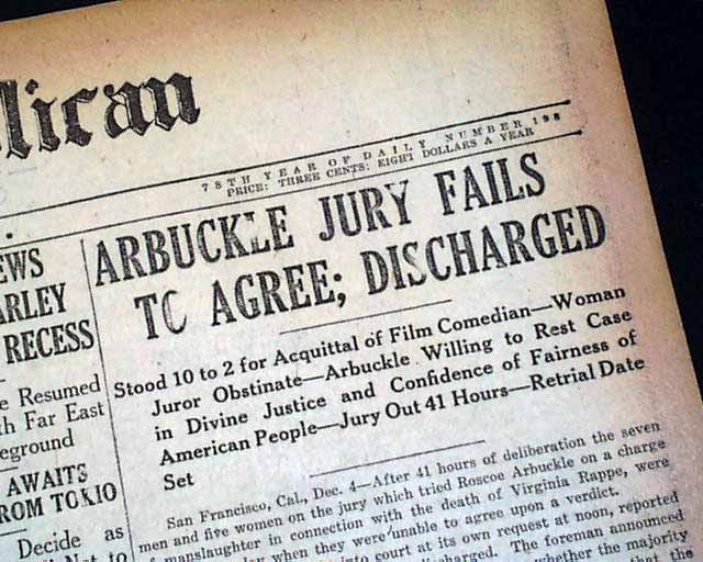 Roscoe 'Fatty' Arbuckle murder trial...