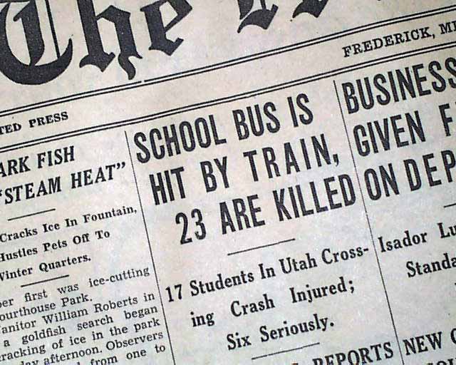 1938 Newspaper MIDVALE UT School Bus Train ACCIDENT Riverton South