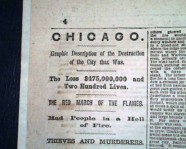 Great Chicago fire... Peshtigo fire...