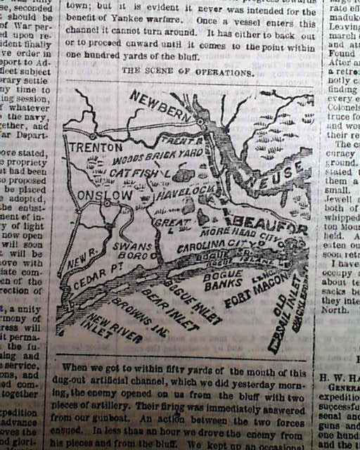 CANE HILL AR Beaufort NC Map 1862 Civil War Newspaper