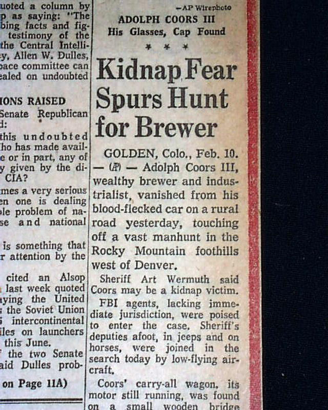 Adolph Coors III Kidnaped....