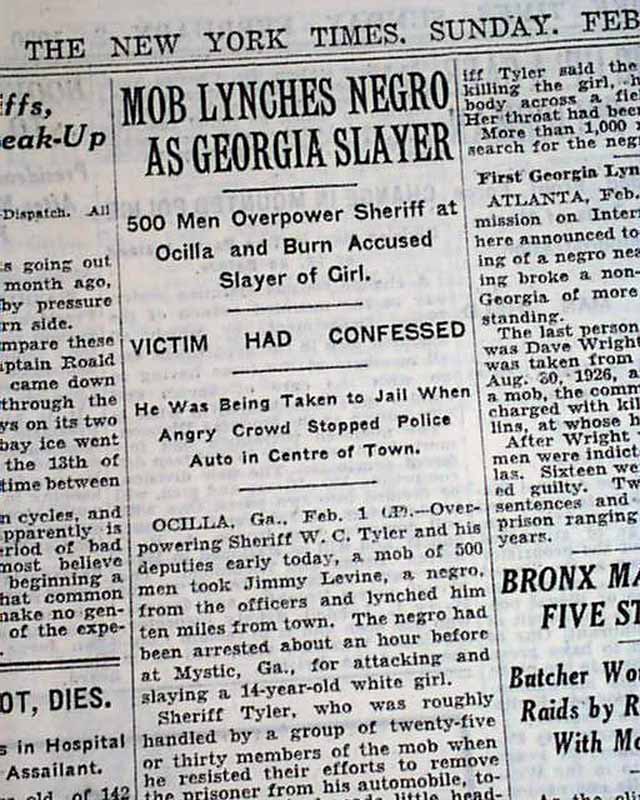 Ocilla GA Negro Lynching Lynched Burning James Irwin 1930 OLD