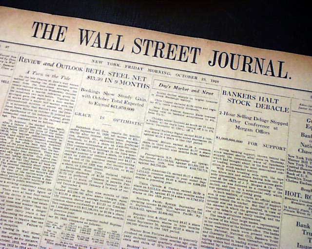 1929 stock market crash wall street journal