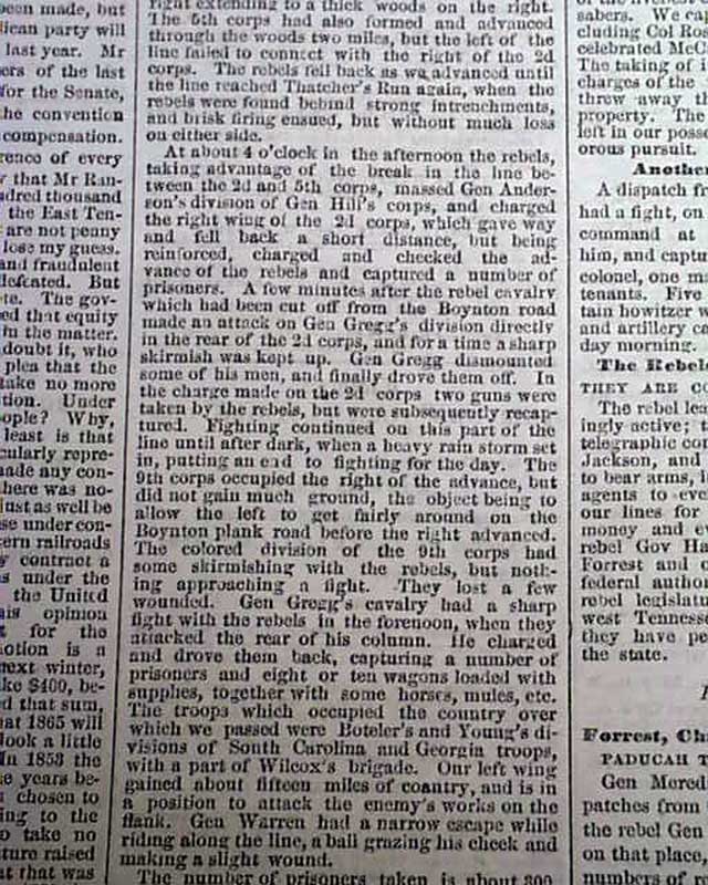 BATTLE OF BOYDTON PLANK ROAD Petersburg VA Virginia 1864 Old Civil War