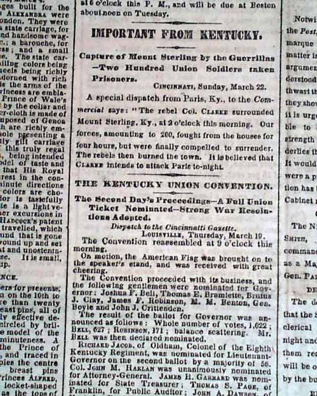 BATTLE OF VAUGHT'S HILL Milton TN Tennessee McMinnville 1863 Civil War