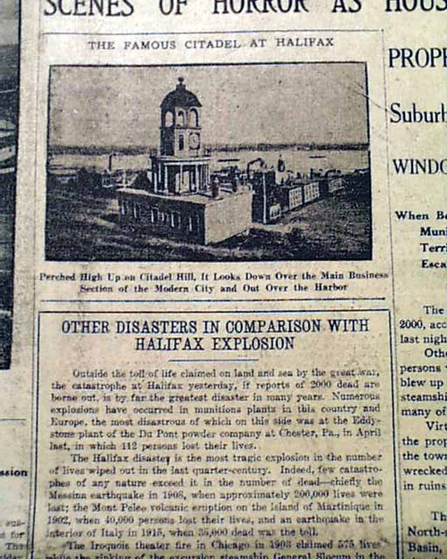 HALIFAX EXPLOSION Nova Scotia 1917 Newspaper MONTBLANC