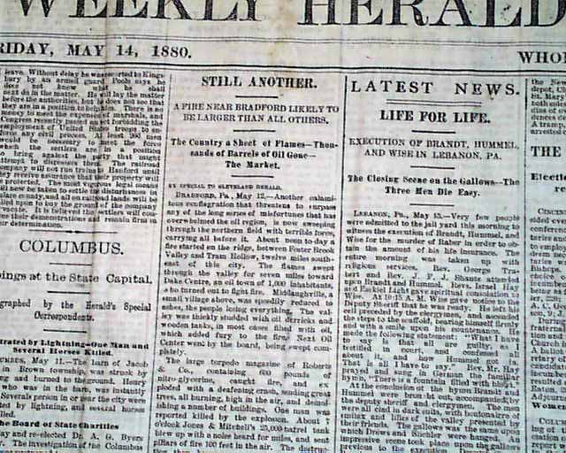 BLUE EYE SIX Joseph Raber Murder Lebanon PA EXECUTIONS Hangings 1880