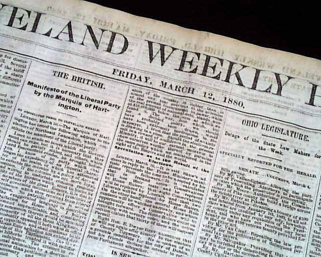 1880 Cleveland Ohio Old Newspaper SIDNEY Nebraska Bullion GOLD Robbery