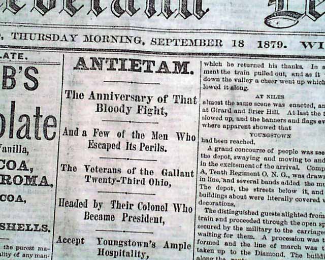BATTLE OF ANTIETAM Sharpsburg MD Maryland Tribute Anniversary 1879 Old