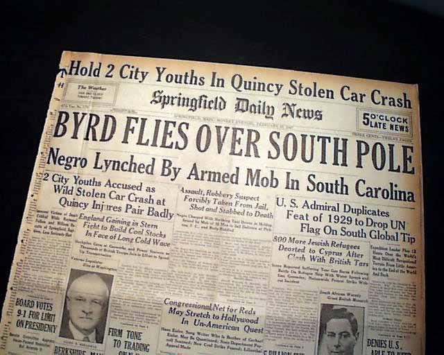 GREENVILLE SC Negro Lynching Willie Earle1947 Newspaper eBay