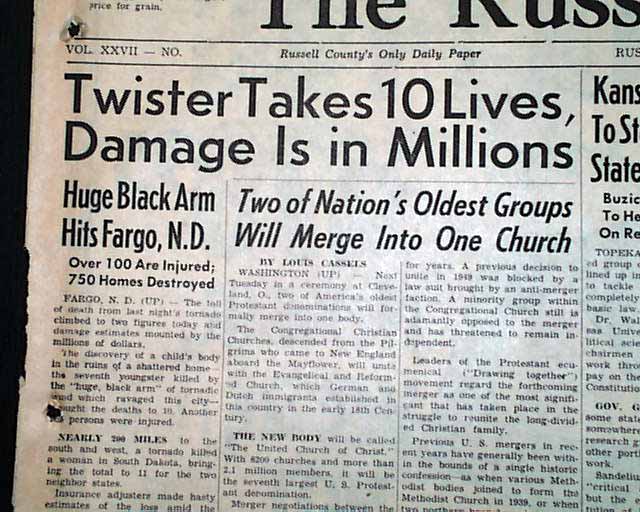 FARGO ND North Dakota Golden Ridge Cass County TORNADO Disaster 1957
