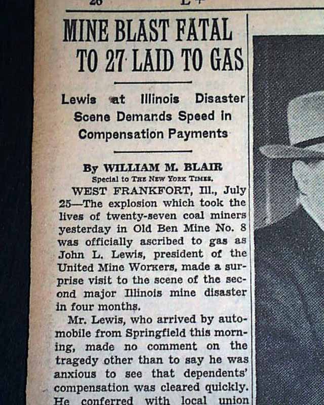West Frankfort IL mine disaster...