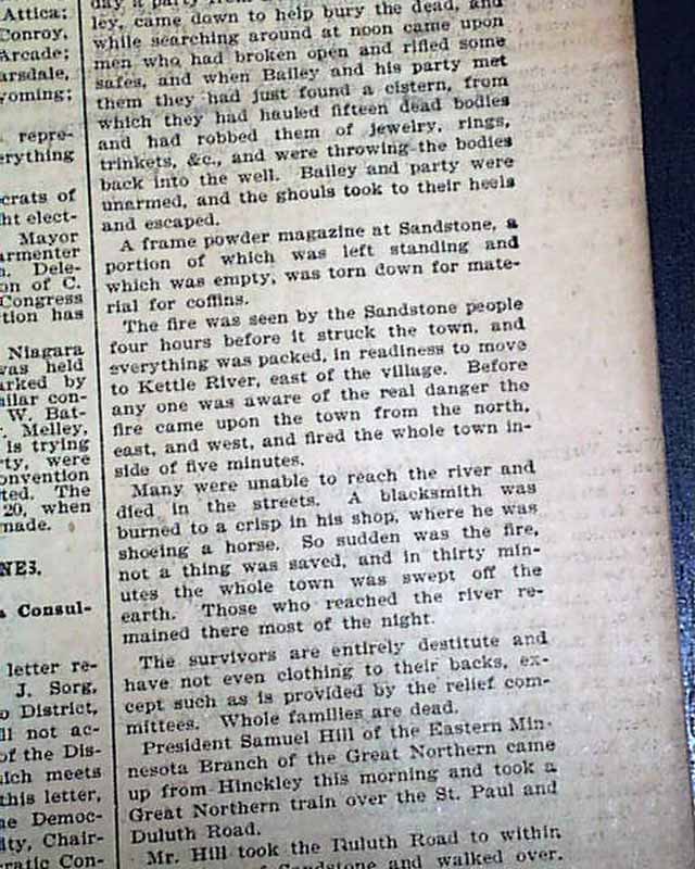 Hinckley, Minnesota fire...