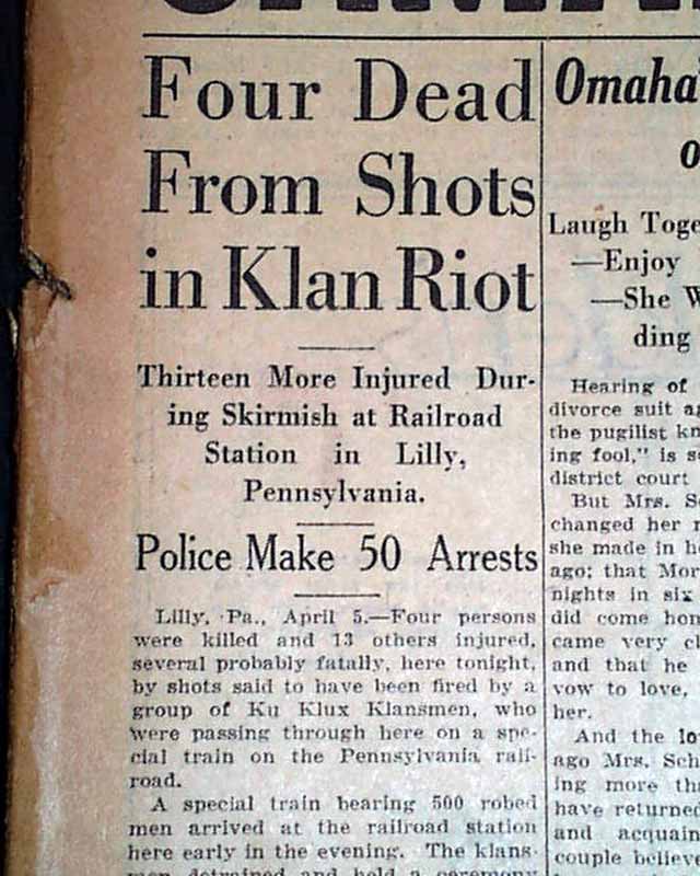 Lilly, Pennsylvania & the KKK....