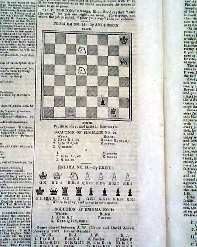 Early BASEBALL w/ Box Scores & BILLIARDS Pool Pre Civil War Era 1862