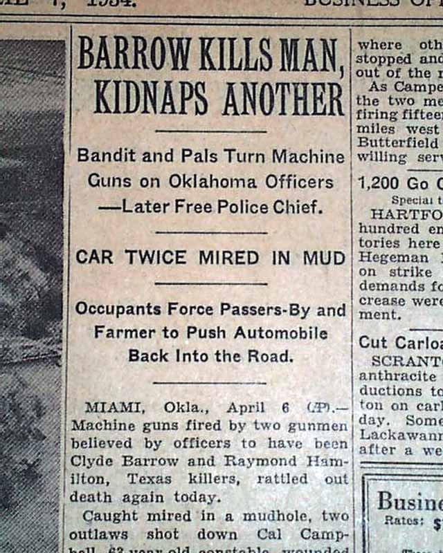 Outlaws Duo BONNIE Parker AND CLYDE Barrow Gunfight & Murders 1934 Old