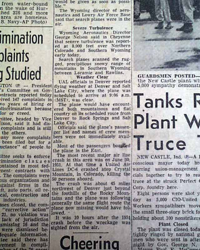 LARAMIE WYOMING United Airlines DC4 Flight 409 Airplane CRASH 1955