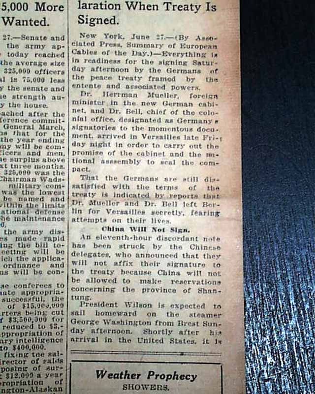 WORLD WAR I Treaty of Versailles Signing in France WWI ENDS 1919 Old