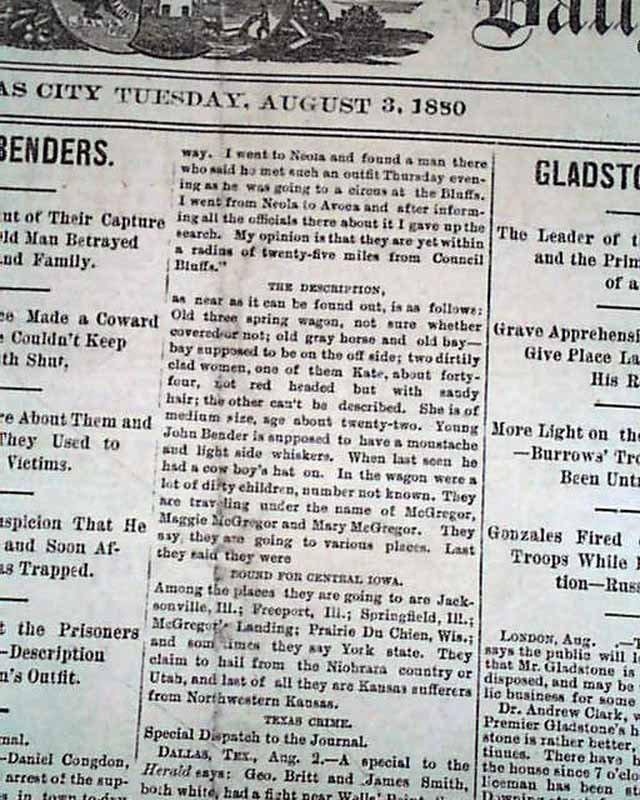 Bloody Benders Kansas Serial Killers Old Man Caught ? John Kate 1880 