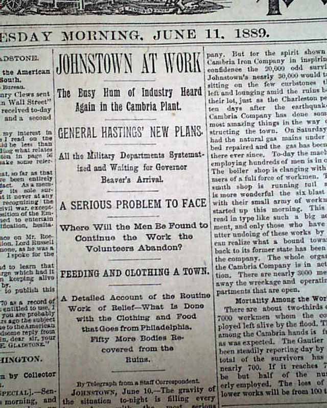 Graphic reports on the Johnstown Flood...