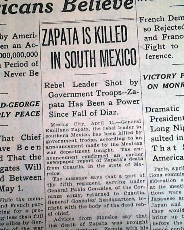 Emiliano Zapata killed...