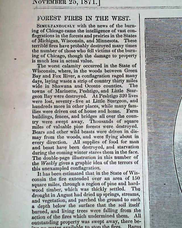 The Great Peshtigo Fire more tragic than the Chicago fire... Victorial