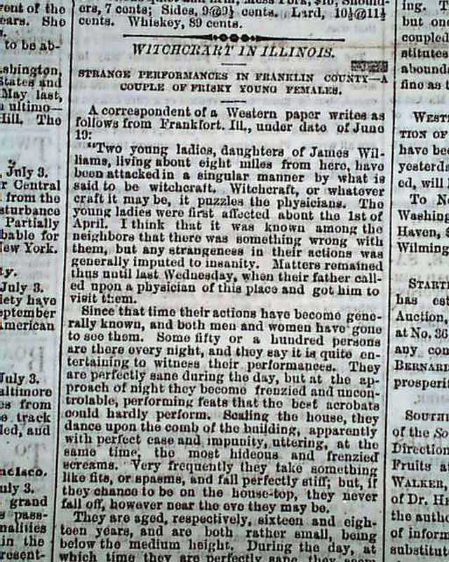 WITCHCRAFT West Frankfort Franklin County ILLINOIS 1871 Charleston SC