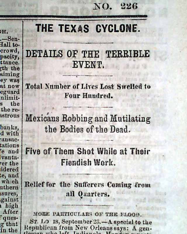 INDIANOLA TX Texas Ghost Town Matagorda Bay HURRICANE Disaster 1875