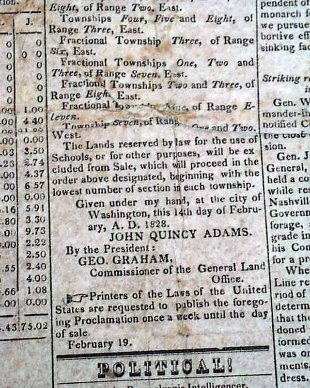 Rare 1828 Newspaper BRIDGETON NJ New Jersey Cumberland County JOHN