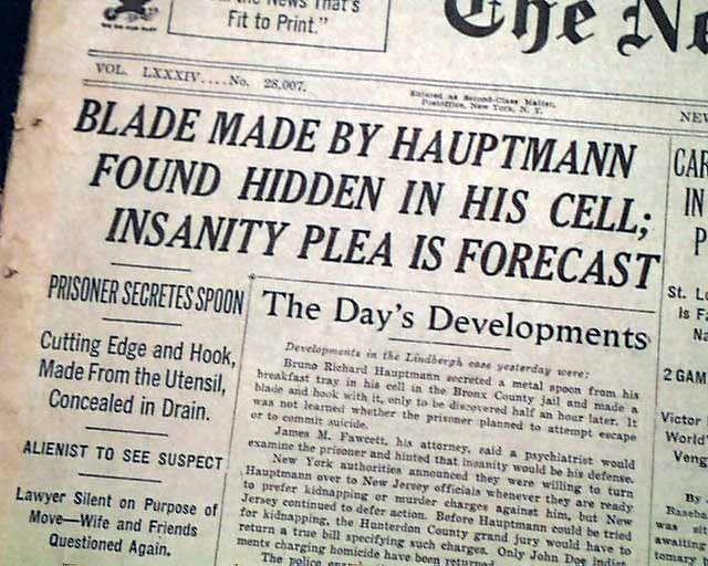 Lindbergh baby kidnapping trial...