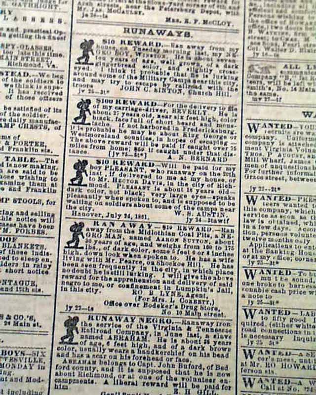 Great 1st Battle Of Bull Run Manassas Va Civil War Confederate Va 1861 Newspaper Ebay