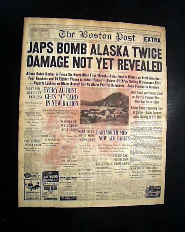 DUTCH HARBOR Alaska Attacks BATTLE OF MIDWAY Prelude World War II 1942 Newspaper eBay