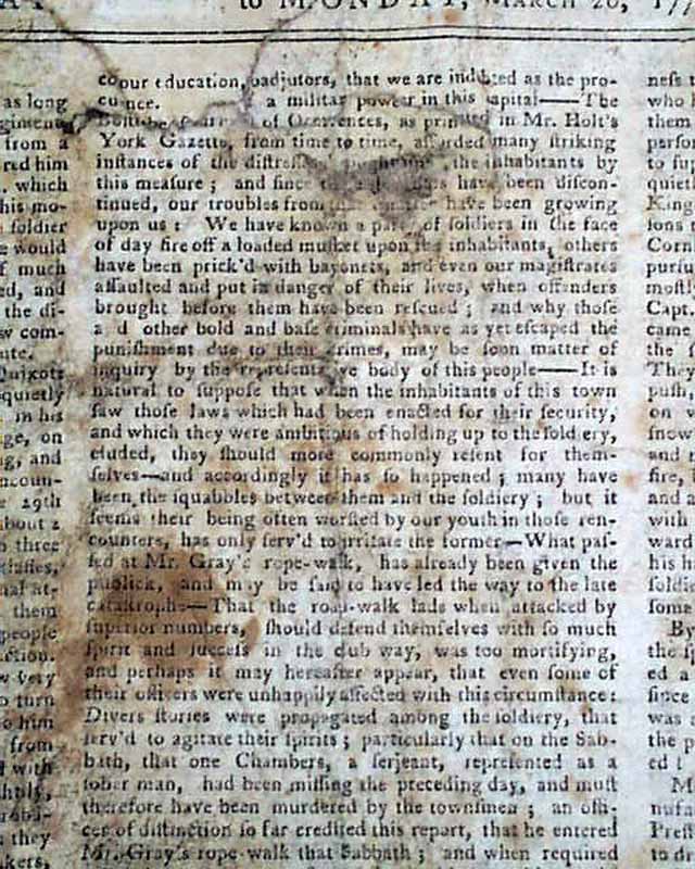 The Boston Massacre Colonial Philadelphia Pa 1770 Newspaper Best Report