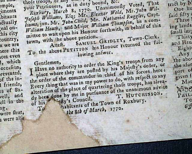 The Boston Massacre Colonial Philadelphia Pa 1770 Newspaper Best Report