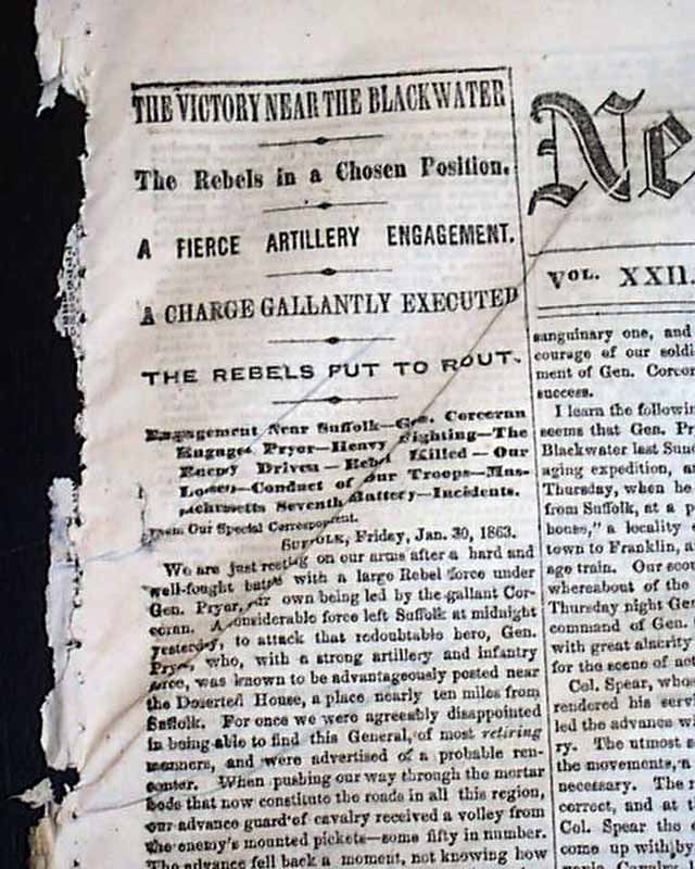 BATTLE OF DESERTED HOUSE Blackwater Suffolk VA Virginia 1863 Civil War