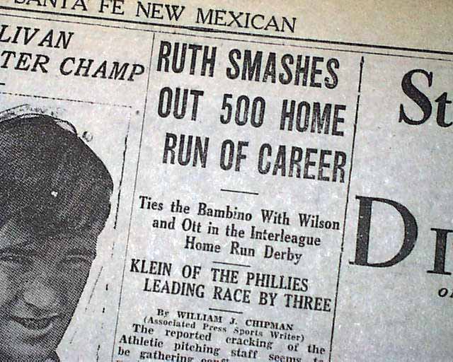 Babe Ruth Hits 500th Home Run RareNewspapers