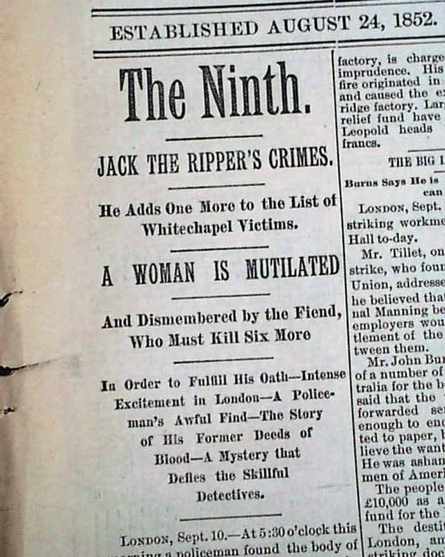 Great JACK THE RIPPER Whitechapel England EAST END Murders 1888