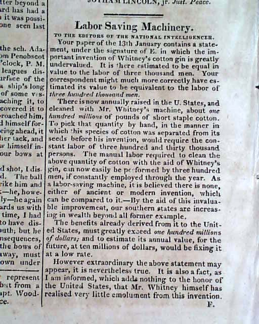 Eli Whitney Invents Cotton Gin...