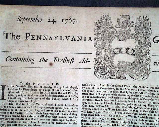 COLONIAL PENNSYLVANIA Philadelphia PA Post Benjamin Franklin 1767 Old