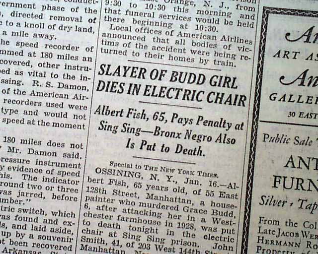 ALBERT FISH Serial Killer Child Rapist & Cannibal EXECUTION 1936 NYC Newspaper eBay