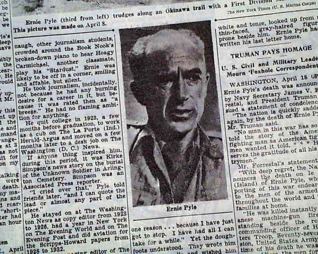 Ernie Pyle death in 1945...