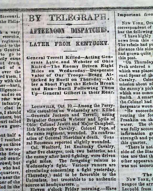 Mercersburg PA 1862 Cincinnati Ohio Civil War Newspaper